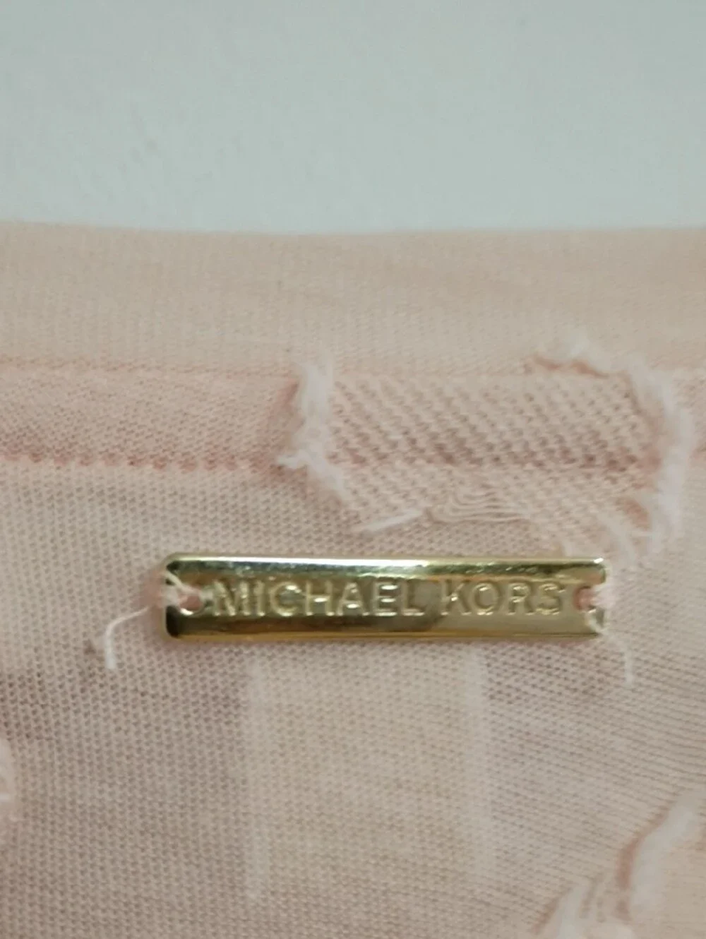 Michael Kors Pale Pink Textured Ruffle-Hem Tank